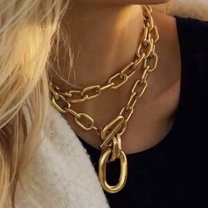 Chunky Necklace Toggle 14k gold statement pieces New